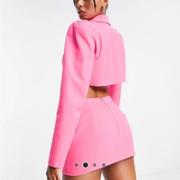 Bright pink ASOS 2 piece skirt & cropped blazer set, Brand New - Picture 5 of 7